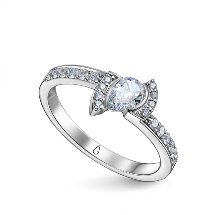 Кольцо из белого золота с бриллиантом