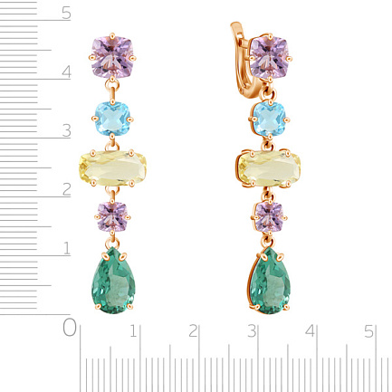 Серьги с английским замком из красного золота с аметистом