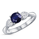 Кольцо из белого золота с бриллиантами, сапфиром