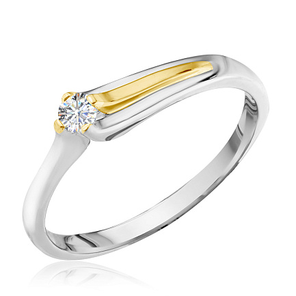 Кольцо помолвочное из белого золота с бриллиантом