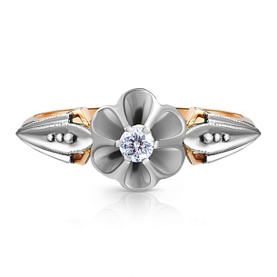 Кольцо из комбинированного золота с бриллиантом