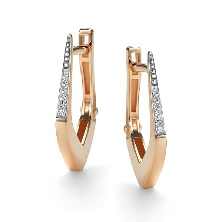 Серьги с английским замком из красного золота с бриллиантами