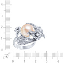 Кольцо из белого золота с бриллиантами, жемчугом