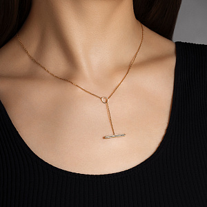 Колье из желтого золота с фианитом