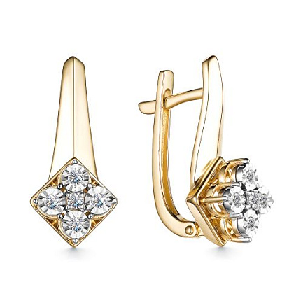 Серьги с английским замком из желтого золота