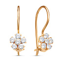 Серьги с французским замком из красного золота с фианитами