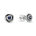 Серьги из белого золота с бриллиантами, сапфирами