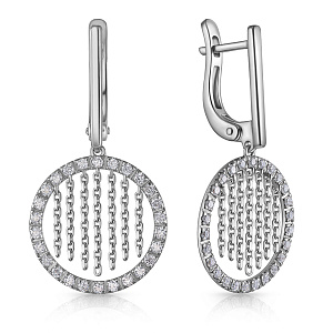 Серьги с английским замком из белого золота с бриллиантами