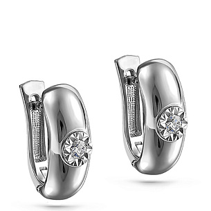 Серьги с английским замком из белого золота с бриллиантами