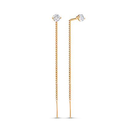 Серьги из красного золота с фианитами