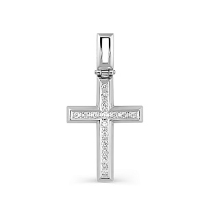 Крест из белого золота с бриллиантами