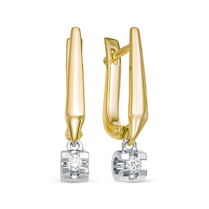 Серьги из желтого золота с бриллиантами