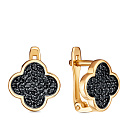 Серьги с английским замком из красного золота с фианитом