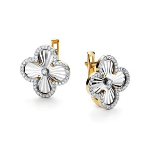 Серьги с английским замком из желтого золота