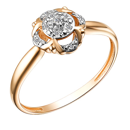 Кольцо из красного золота с бриллиантами