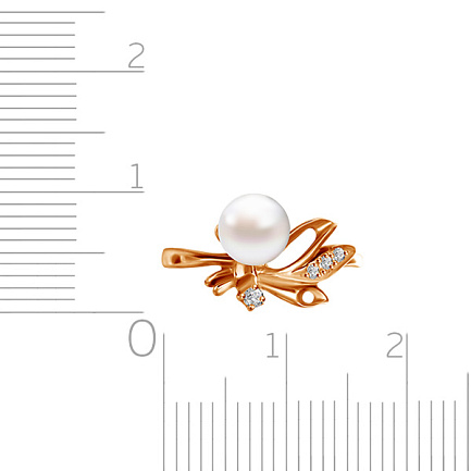 Кольцо из красного золота с жемчугом