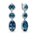 Серьги из белого золота с бриллиантами, топазами