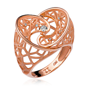 Кольцо из красного золота с бриллиантом