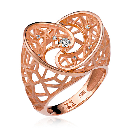 Кольцо из красного золота с бриллиантами