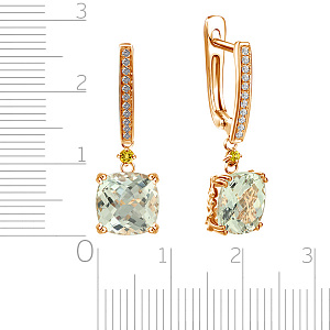 Серьги с английским замком из красного золота с аметистом