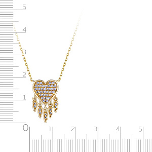 Колье из желтого золота с фианитом, плетение якорное