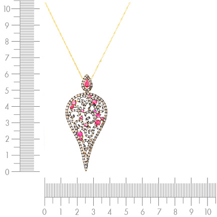 Подвеска из желтого золота с бриллиантами, рубином