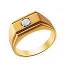 Печатка из желтого золота с бриллиантом