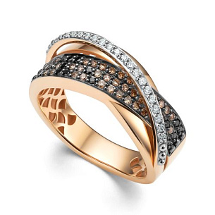 Кольцо из красного золота с бриллиантом