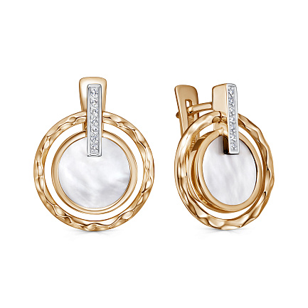 Серьги с английским замком из красного золота с бриллиантами