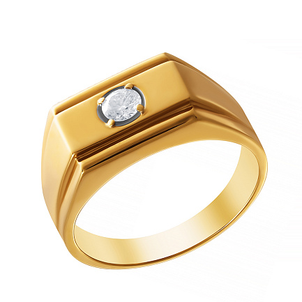 Печатка из желтого золота с бриллиантом