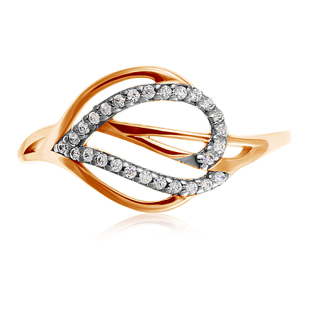 Кольцо из красного золота с фианитом