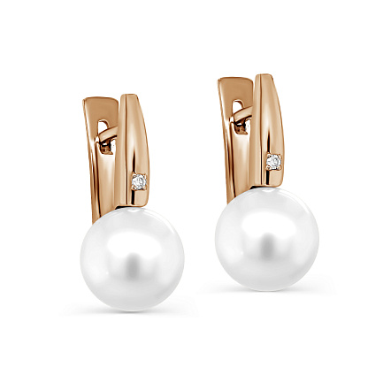 Серьги с английским замком из красного золота с бриллиантами