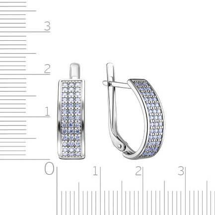 Серьги с английским замком из серебра с фианитом