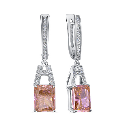 Серьги с английским замком из серебра с бриллиантами