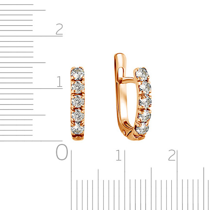 Серьги с английским замком из красного золота с бриллиантами