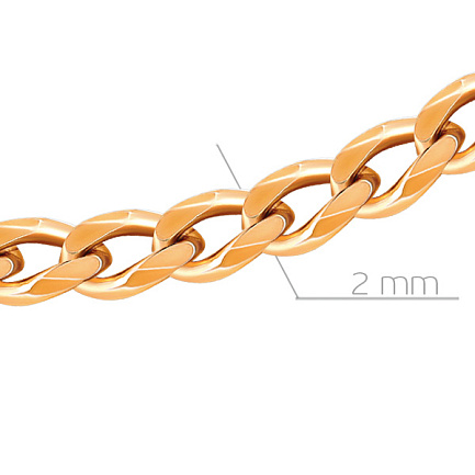 Цепь автомат из красного золота, плетение панцирное