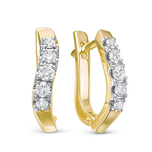 Серьги из желтого золота с бриллиантом