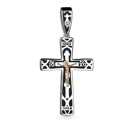 Подвеска из серебра с бриллиантом, эмалью