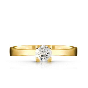 Кольцо помолвочное из желтого золота с бриллиантом