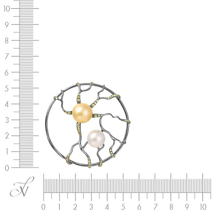 Подвеска из золота с жемчугом, сапфирами