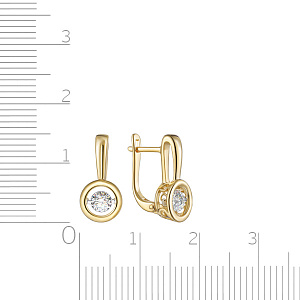 Серьги с английским замком из желтого золота с бриллиантами