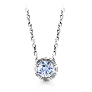 Колье из белого золота с бриллиантом, плетение якорное