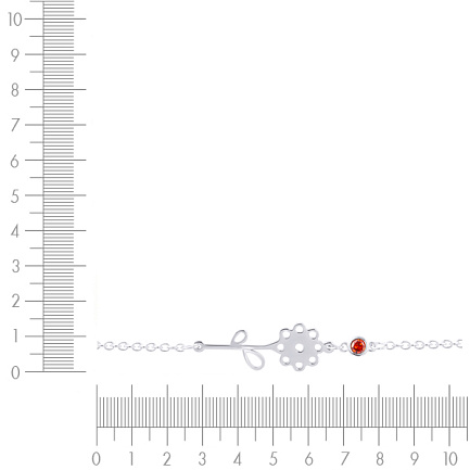 Браслет на ногу декоративный из серебра с фианитом