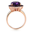 Кольцо из красного золота с аметистом, сапфирами