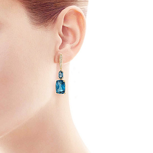 Серьги с английским замком из желтого золота с бриллиантами