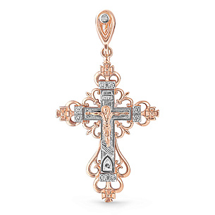 Крест из красного золота с бриллиантом