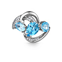 Кольцо из серебра с топазом, фианитом