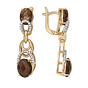 Серьги из комбинированного золота с бриллиантами, раухтопазами