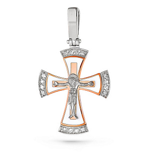 Крест из красного золота с бриллиантами