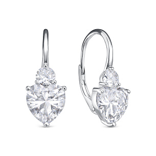 Серьги с английским замком из серебра с фианитом